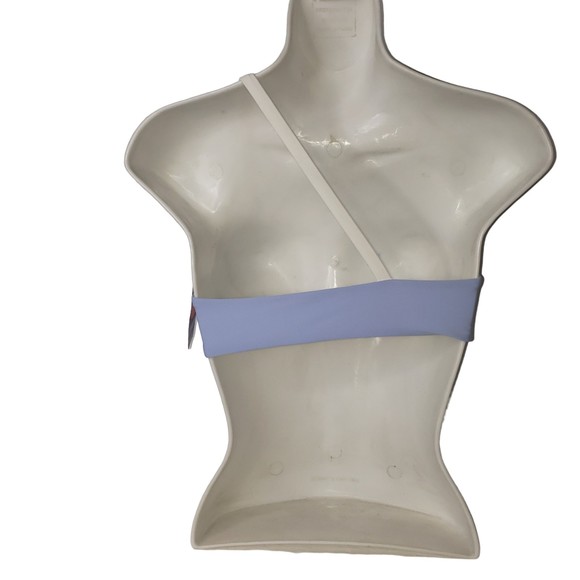 FOREVER 21 Reversible One Shoulder Swim Top Periwinkle Blue / White Size Medium - Picture 2 of 8